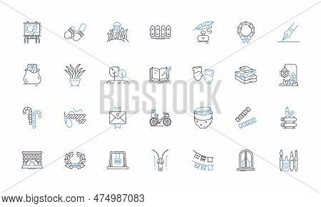Artistic Organization Line Icons Collection. Gallery, Museum, Studio, Exhibition, Event, Show, Perfo