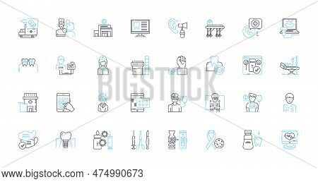 General Practice Linear Icons Set. Patient, Doctor, Diagnosis, Treatment, Appointment, Health, Welln