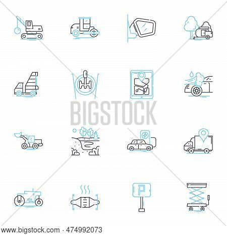 Automotive Accessories Linear Icons Set. Spoiler, Interior, Decal, Roof Rack, Floor Mats, Mud Flaps,