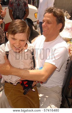 Presley Chapa and father Damian Chapa on the set of the third day of shooting 