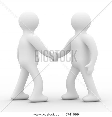 Handshake. Setkání dvou podnikatelů. Izolované 3D obraz