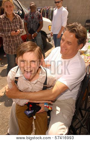 Presley Chapa and father Damian Chapa  on the set of the third day of shooting 