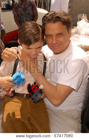 Presley Chapa and father Damian Chapa on the set of the third day of shooting 
