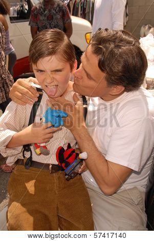 Presley Chapa and father Damian Chapa  on the set of the third day of shooting 