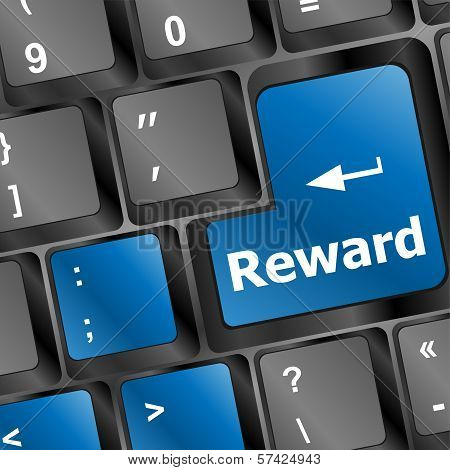 Concept Of Success, With Reward Message On Enter Key Of Keyboard