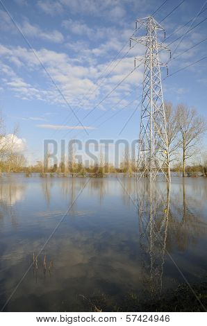 Electricity Power Lines in flood