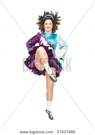 Irish Dancer Dancing Isolated