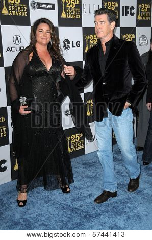 Pierce Brosnan and Keely Shaye Smith  at the 25th Film Independent Spirit Awards, Nokia Theatre L.A. Live, Los Angeles, CA. 03-06-10