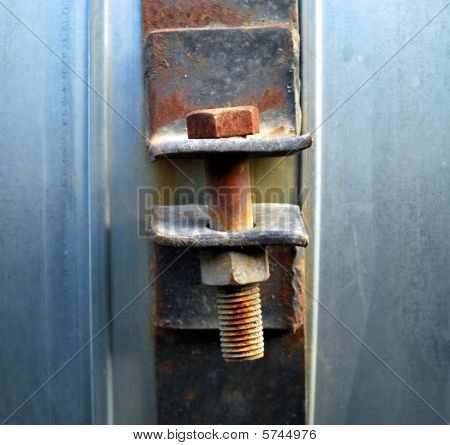 Rusty Screw And Nut Closeup