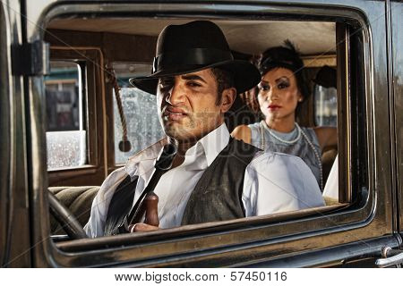 Sneering 1920S Gangster Driver