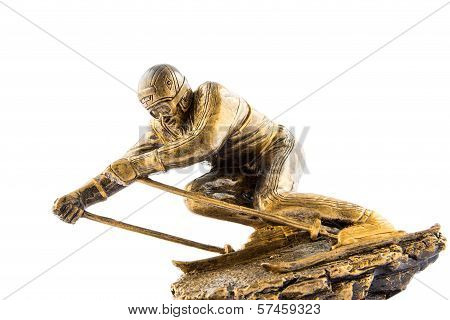 Gold ski champion statuette award