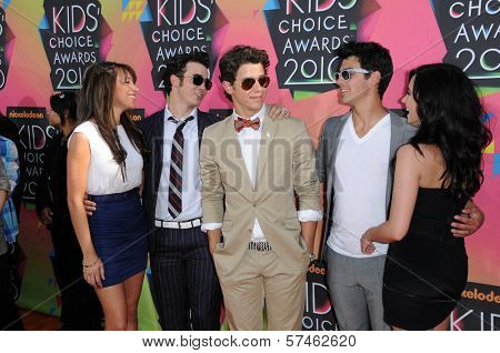 Kevin Jonas, Danielle Deleasa, Demi Lovato, Joe Jonas and Nick Jonas at the Nickelodeon's 23rd Annual Kids' Choice Awards, UCLA's Pauley Pavilion, Westwood, CA 03-27-10
