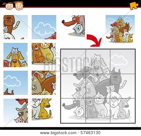 Cartoon Dogs And Cats Jigsaw Puzzle Game