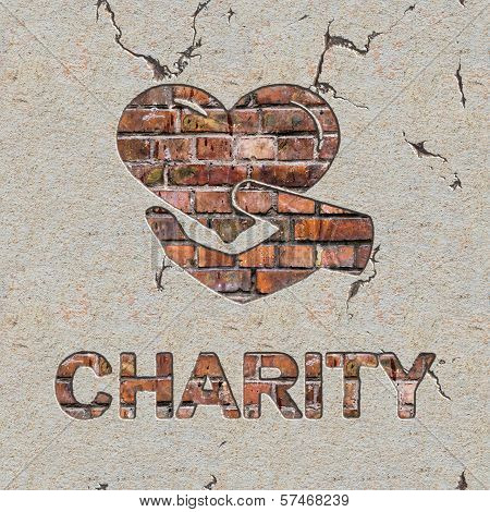 Charity Concept on the Brick Wall.