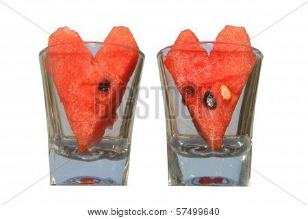 Watermelon Cut Into A Heart Shape