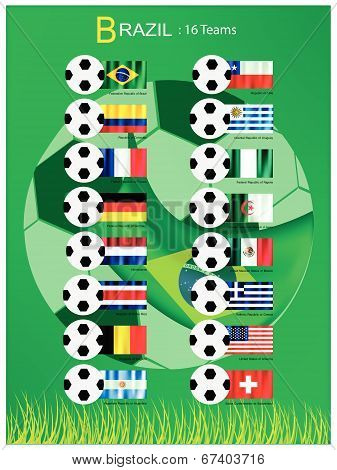 16 Teams Of Football Tournament In Brazil