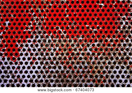 Background with holes red steel