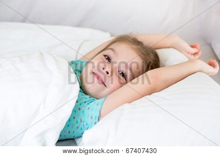 Kid Girl Awaked Up In Her Bed