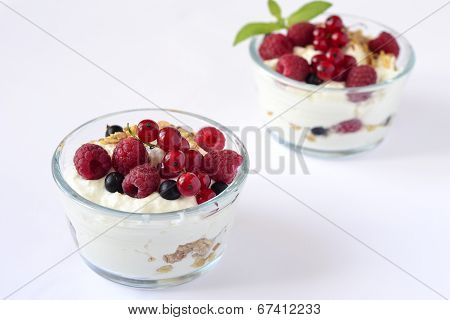 Fresh berries yogurt and granola parfait