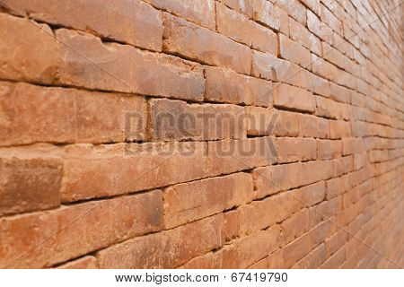 Old Brick Wall With Diminishing Perspective