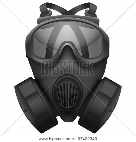 Military black gasmask respirator. Isolated on white background. Bitmap copy.