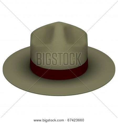 Ranger hat khaki green color. Isolated on white background. Bitmap copy.