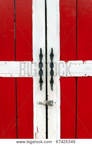 Red Door With White Edge