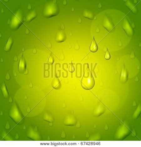 Rain Drop Represents Droplet Precipitate And Green