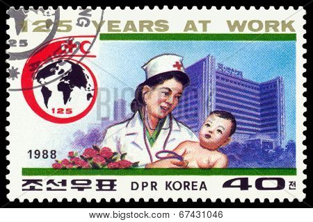 Vintage  Postage Stamp. Baby Physician And Child.