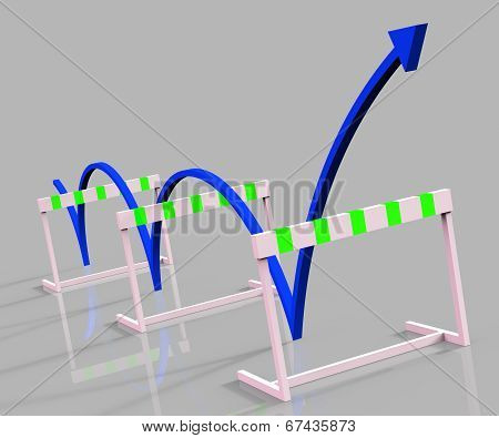 Hurdle Overcome Means Conquering Adversity And Barrier