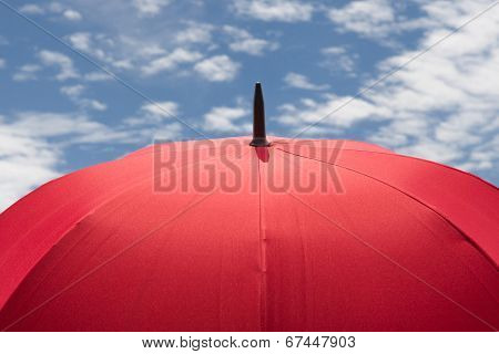 Red Umbrella In Sunny Day