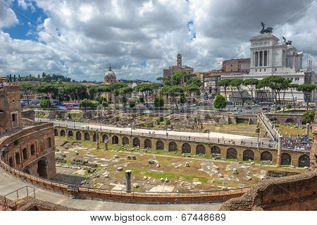 Trajan's Market And Roman Forums In Rome, Italy
