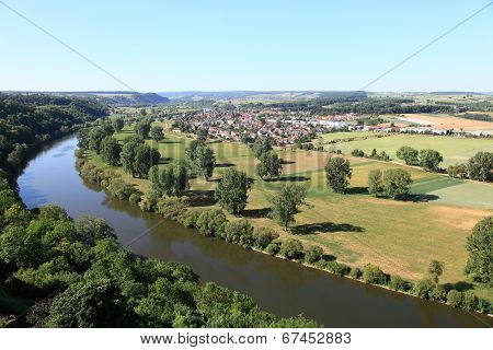 panoramic view of Neckar river in Germany