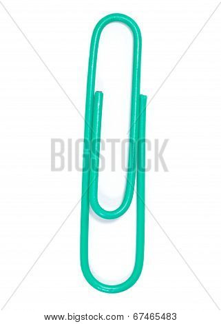metal green paper cilp on white background