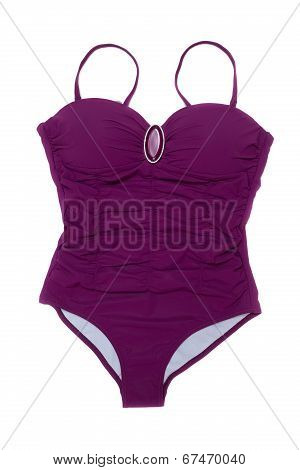 Purple Swimsuit With A Brooch.