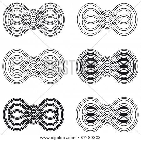 Celtic knot six different arrangements