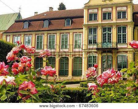 Abbots Palace And Flowers In Gdansk Oliva Park