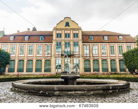 Abbots Palace In Gdansk Oliva Park. Building With Fountain