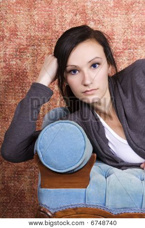 Bautiful Teenager On The Couch
