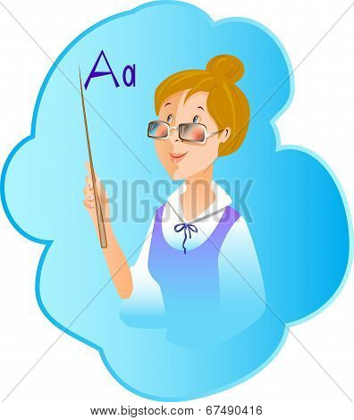 Vector illustration teacher profession on blue background