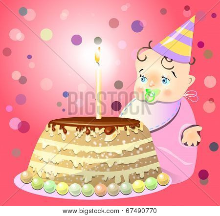 One birthday celebrate cake baby