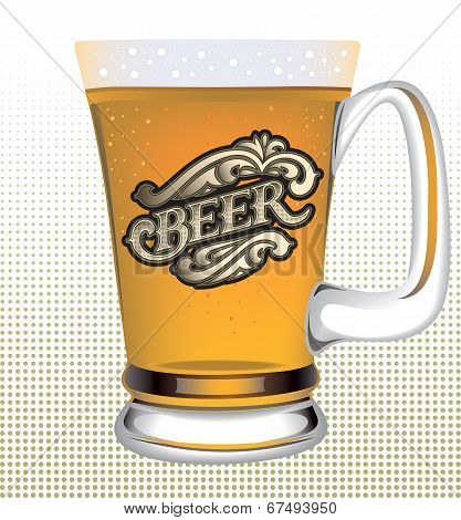 Poster With A Glass Of Beer And Calligraphic Inscription