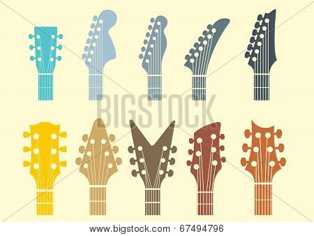 guitar headstock vector set