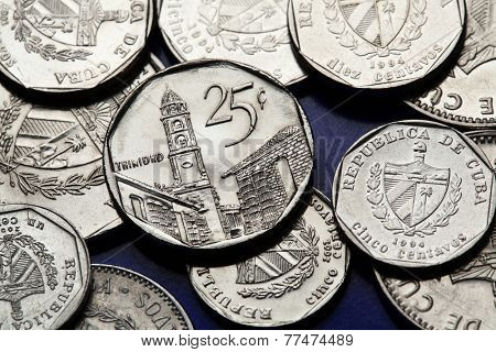 Coins of Cuba. The town of Tirnindad depicted in the Cuban 25 centavo coin of Cuban convertible peso (CUC).