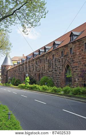 Wall And Castle Watchtower In Heidelberg