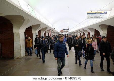 Moscow, Russia, March, 31, 2015: Interior of metro station 