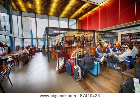 PARIS - SEPTEMBER 04: Starbucks cafe interior in Orly Airport on September 04, 2014 in Paris, France. Paris Orly Airport is an international airport located partially in Orly, south of Paris