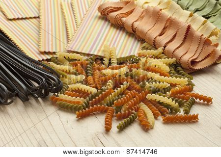  Variety of colorful traditional Italian pasta