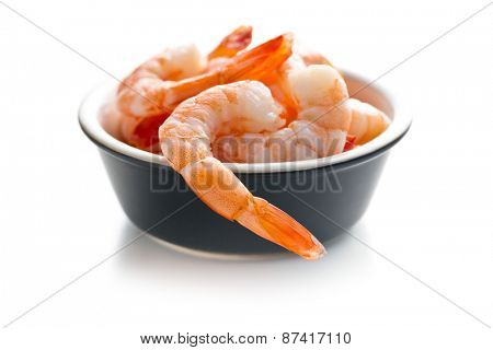 tasty prawns on white background