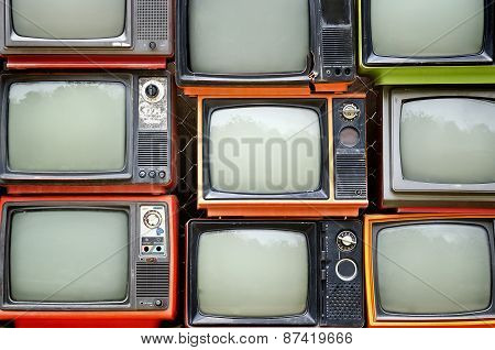 Stack Of Old Televisions